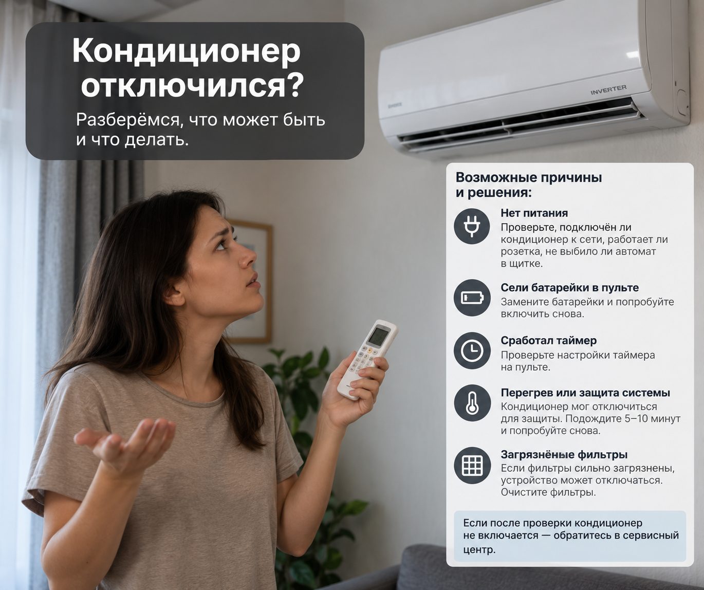 кондиционер отключился